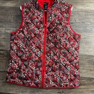 Erika Red Multicolor Paisley Quilted Vest